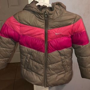 Pink and Gray Nike Puff Coat